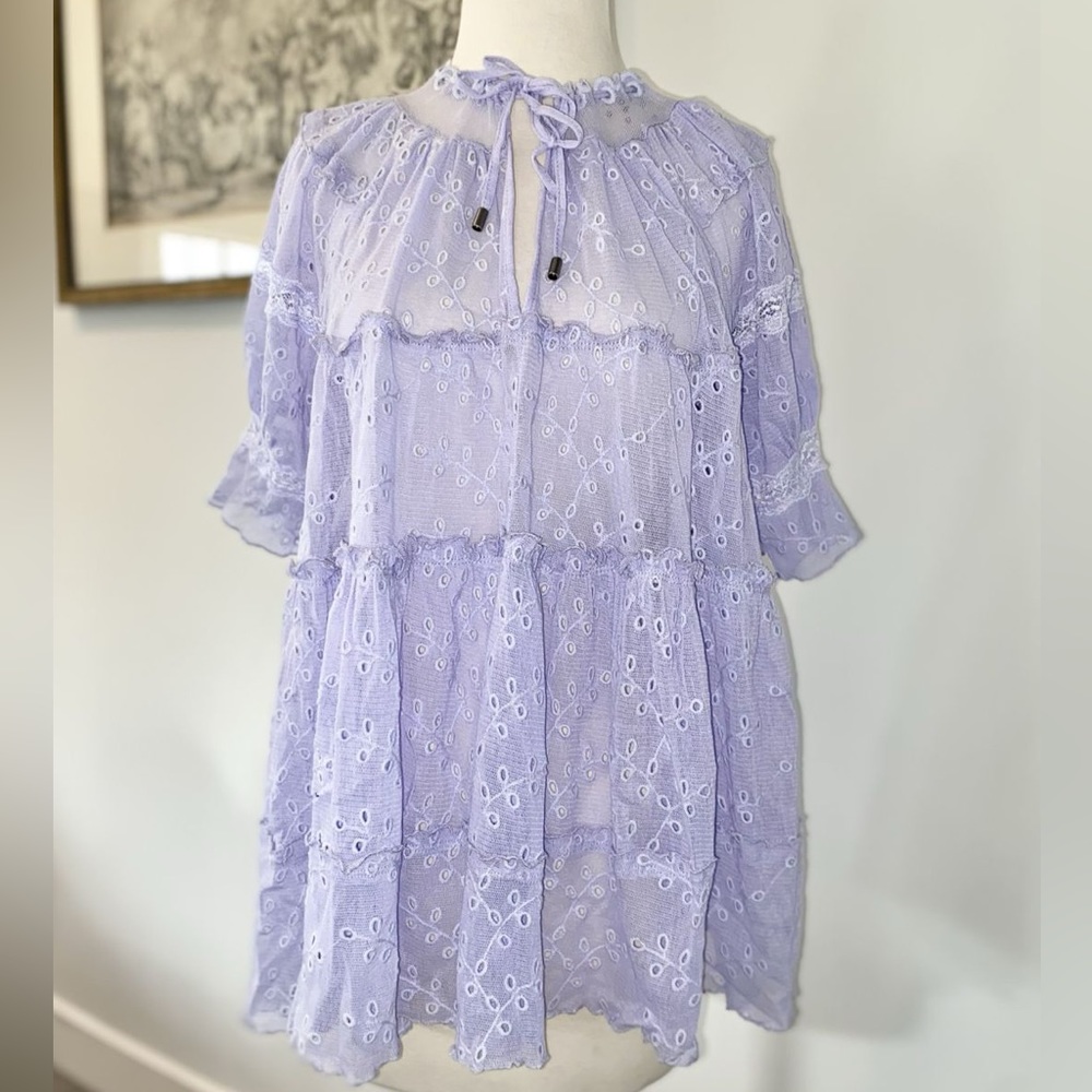 Free People purple eyelet top